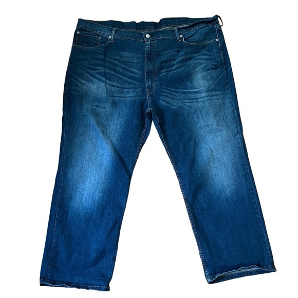 Levi's 559 Men's Denim Straight Leg Jeans Whiskering Dark Wash Blue Size W48 L29 - Picture 1 of 8